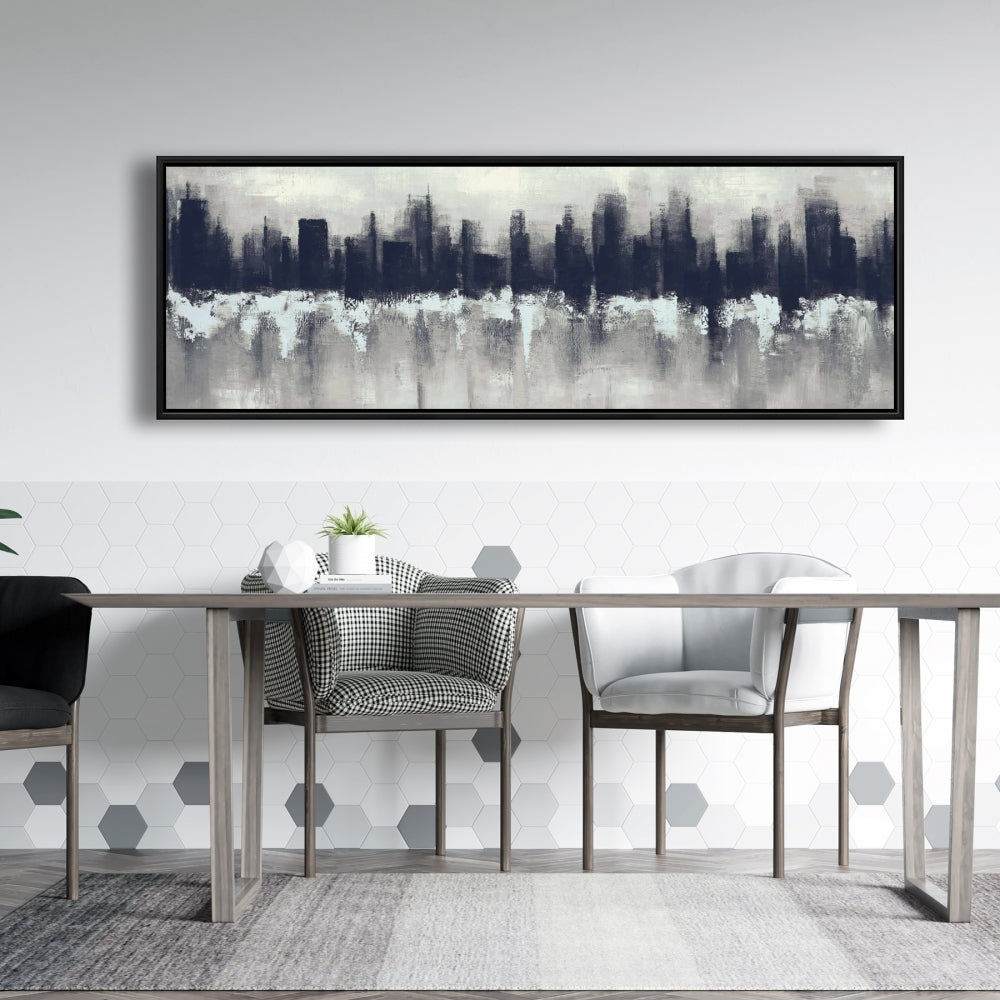 Toile industrielle bleu foncé | Décoration d'intérieur encadrée