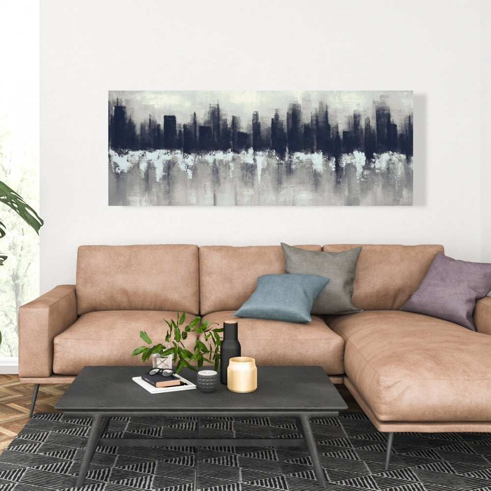 Dark City Blue Canvas | Urban Shapes Wall Art Home Decor