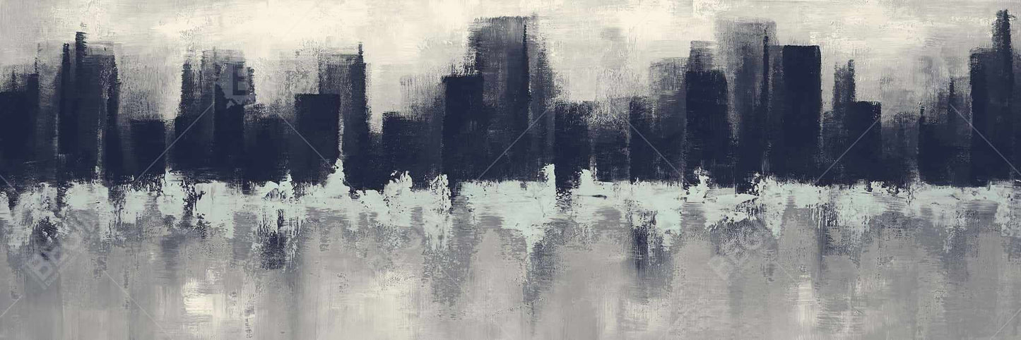 City by Sponge Technique Canvas | Shapes Cities Bedroom Decor