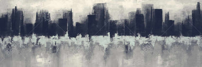 City by Sponge Technique Canvas | Shapes Cities Bedroom Decor