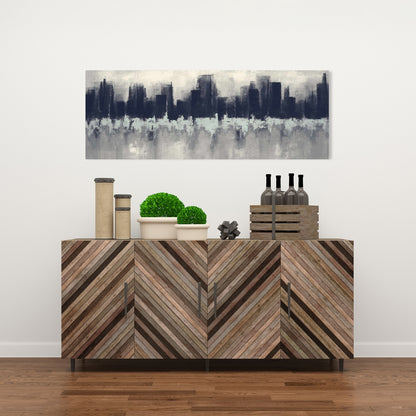 City by Sponge Technique Canvas | Shapes Cities Bedroom Decor