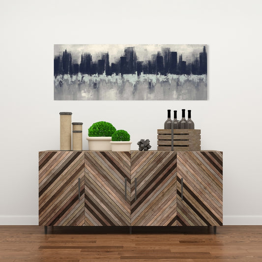City by Sponge Technique Canvas | Shapes Cities Bedroom Decor