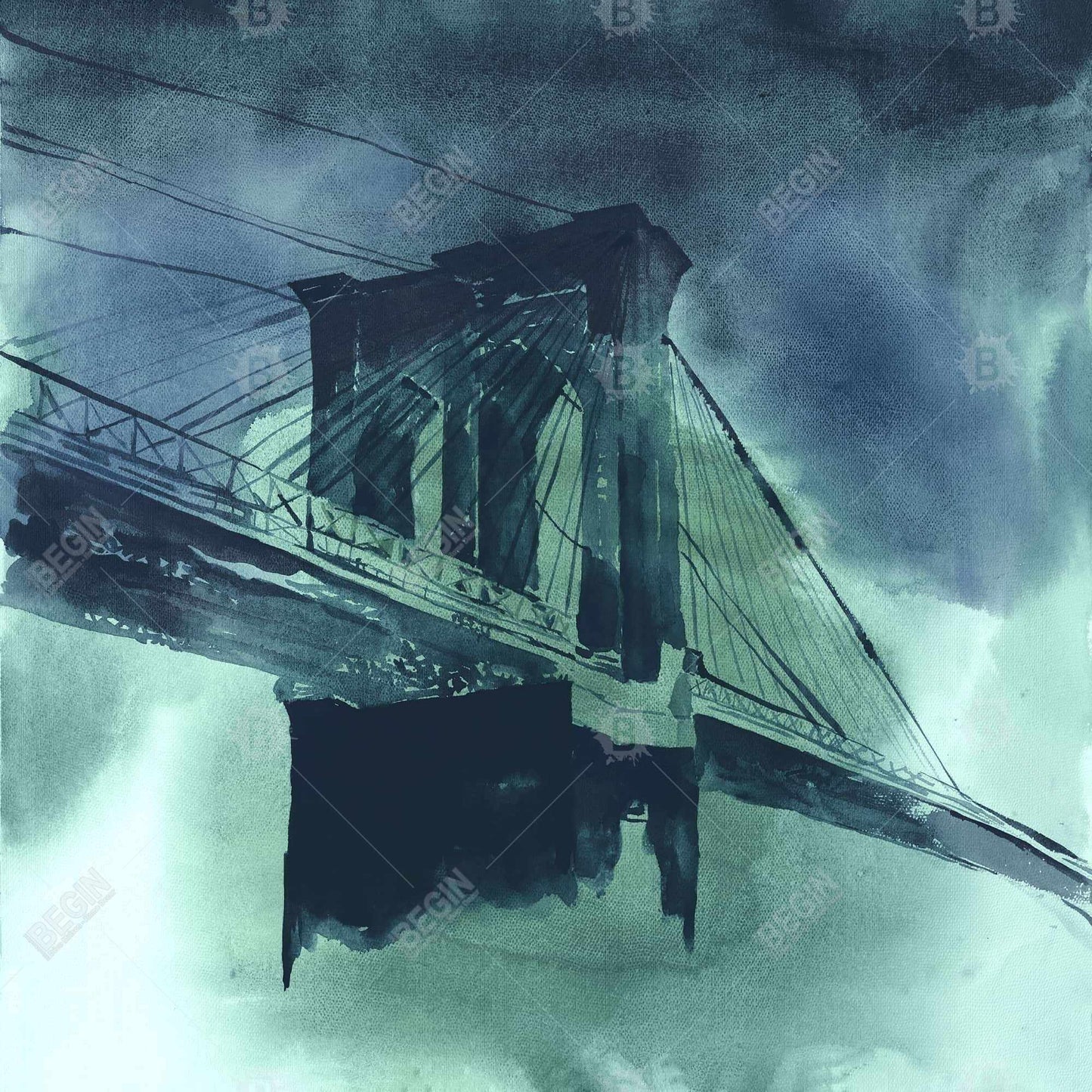 Toile contemporaine du pont de Brooklyn | Décoration de chambre moderne