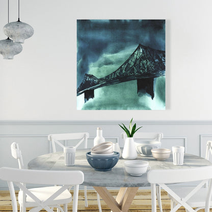 Contemporary Blue Canvas of Montreal Jacques-Cartier Bridge Art