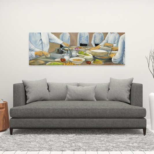 Blue Contemporary Canvas | Cook Chefs at Work Home Decor