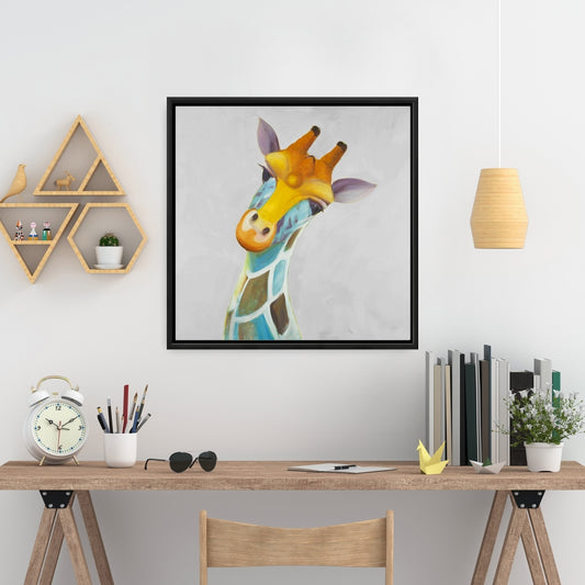 Toile colorée représentant une girafe | Décoration africaine pour chambre