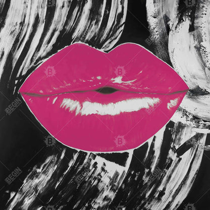 Toile encadrée « Lèvres roses brillantes » | Décoration beauté figurative