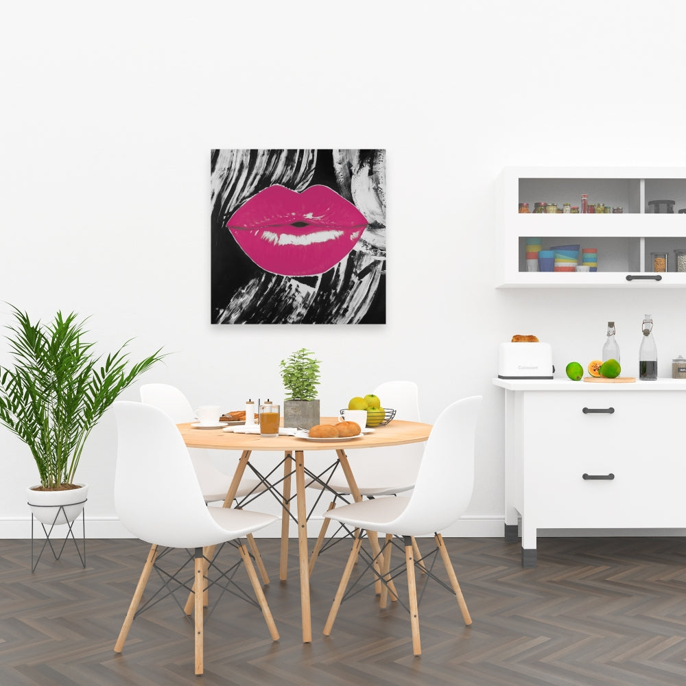 Toile « Lèvres roses brillantes » | Décoration murale romantique