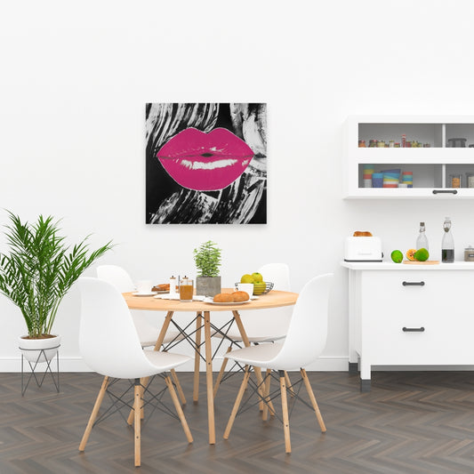 Toile « Lèvres roses brillantes » | Décoration murale romantique