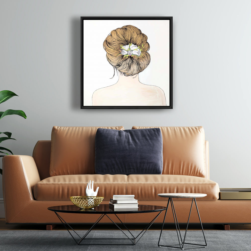 Romantic Beauty Canvas - Lady with Flowers Wall Art Decor