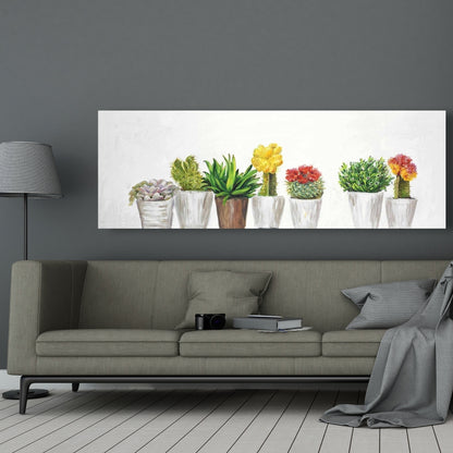 Small Cactus & Succulents Canvas | White Exotic Bedroom Decor