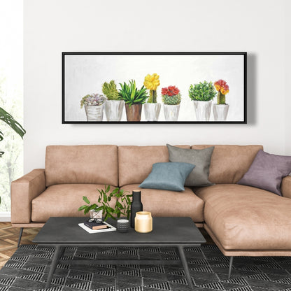Toile encadrée Petits cactus et plantes succulentes | Décoration murale botanique