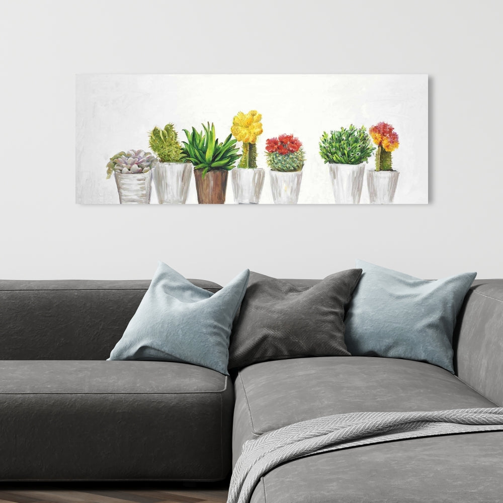 Small Cactus & Succulents Canvas | White Exotic Bedroom Decor