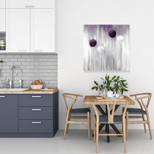 Toile « Allium violet » | Décoration murale botanique grise