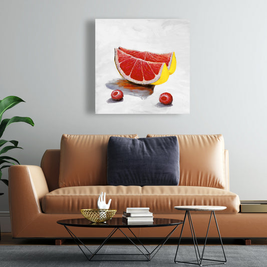 Yellow Grapefruit Slices Canvas - Modern Kitchen Wall Decor