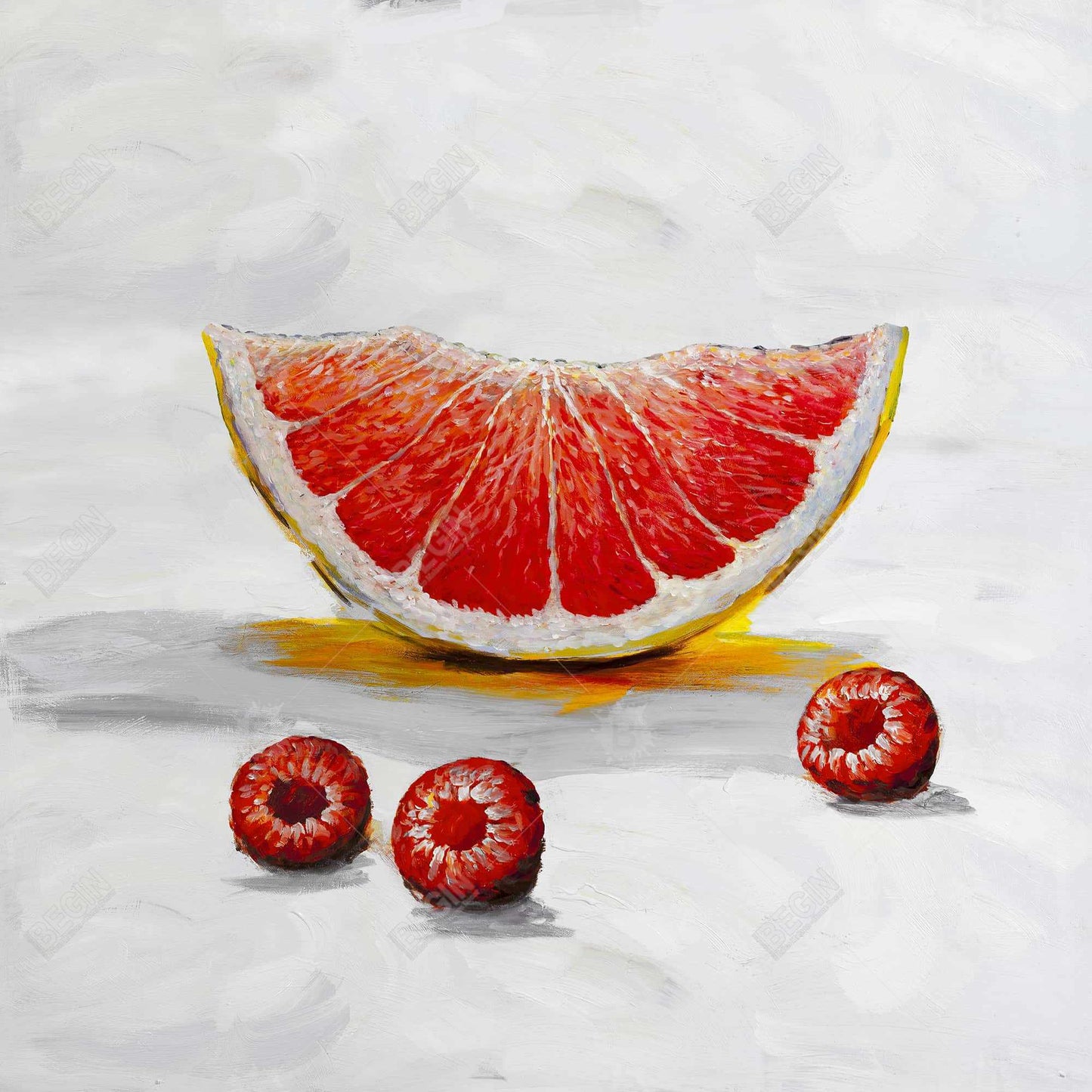 Toile encadrée « tranche de pamplemousse » | Décoration de cuisine | Décoration murale