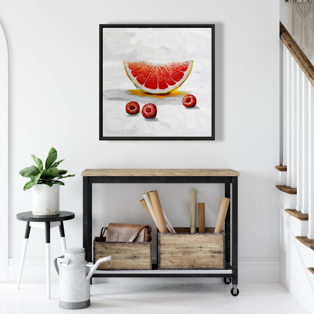 Toile encadrée « tranche de pamplemousse » | Décoration de cuisine | Décoration murale