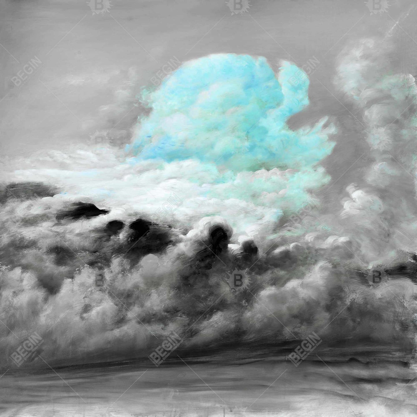 Blue Clouds Framed Canvas | Bedroom Scenic Shapes Wall Art