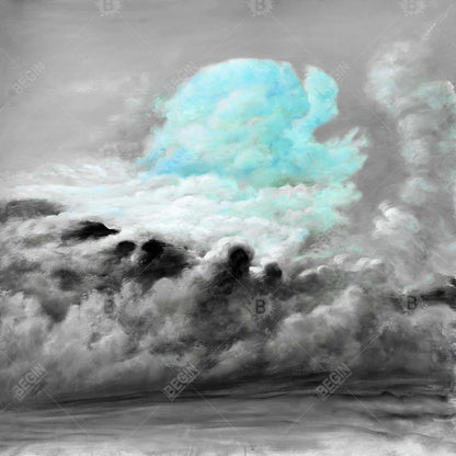 Blue Clouds Framed Canvas | Bedroom Scenic Shapes Wall Art