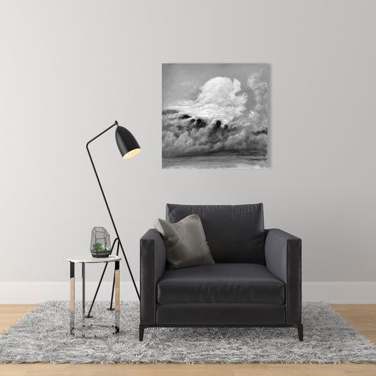 Toile monochrome « Nuages » pour chambre à coucher | Décoration d'intérieur et art paysager