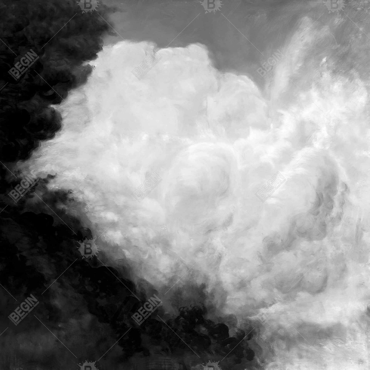 Toile « Nuages monochromes sombres » | Décoration d'intérieur : Paysage blanc