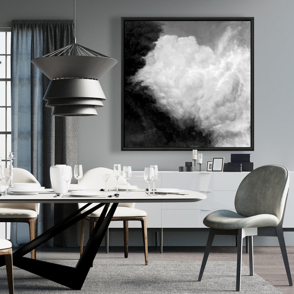 Toile « Nuages monochromes sombres » | Décor de montagnes encadrées