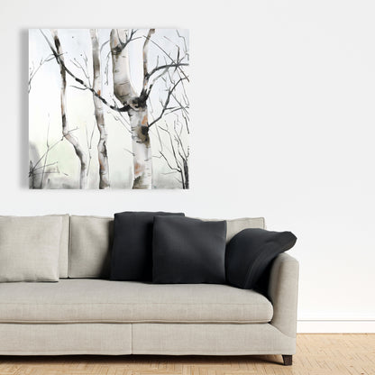 Three Birches Trees Minimalist Canvas | Home Decor Wall Art