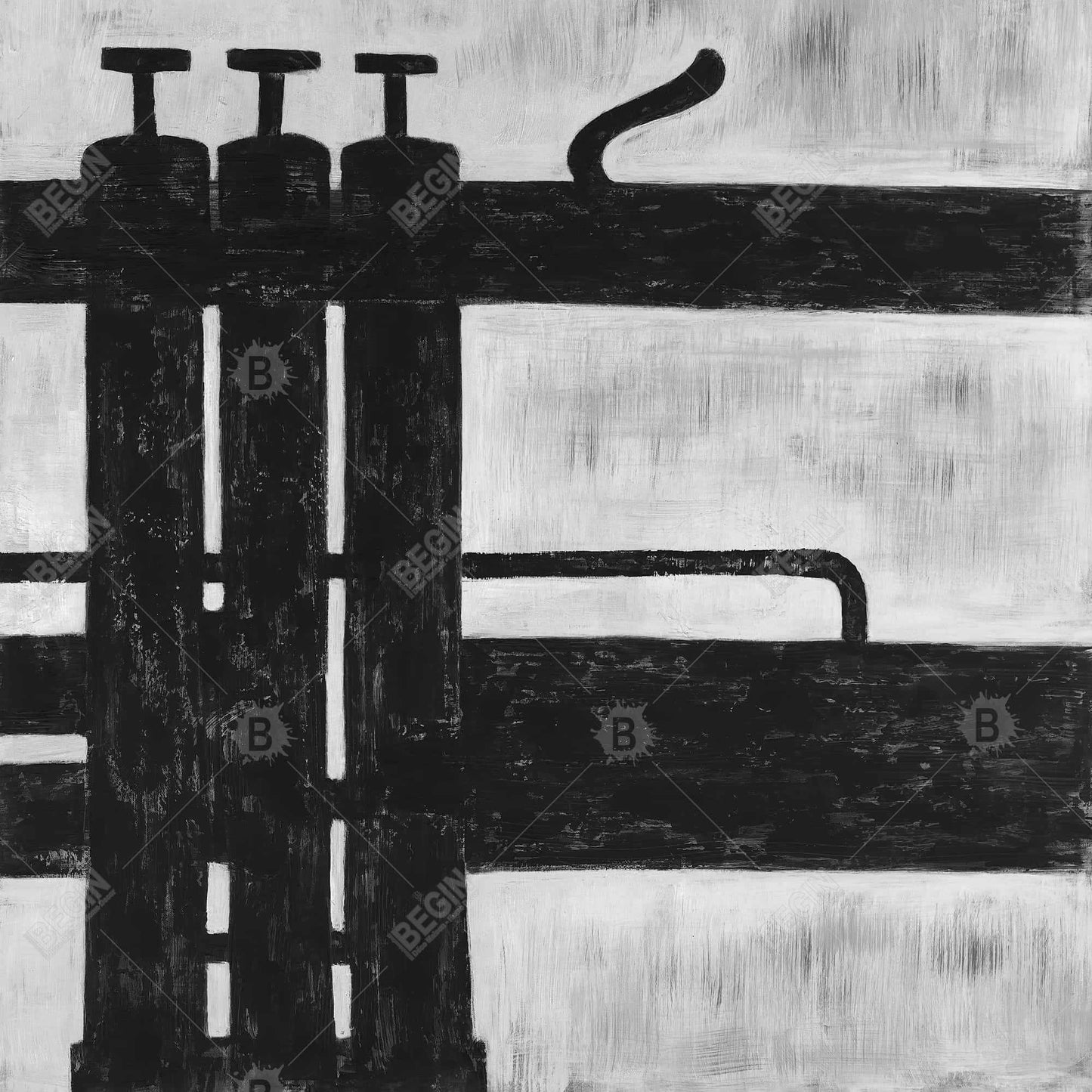 Toile « Pistons de trompette » | Cadre blanc, décoration musicale pour la maison