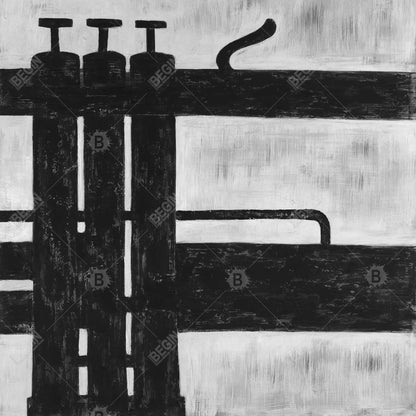 Toile « Pistons de trompette » | Cadre blanc, décoration musicale pour la maison