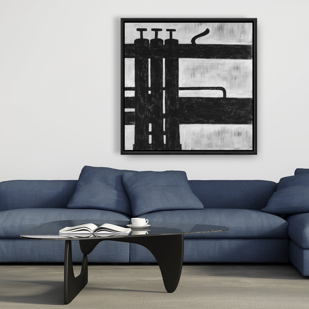 Toile « Pistons de trompette » | Cadre blanc, décoration musicale pour la maison
