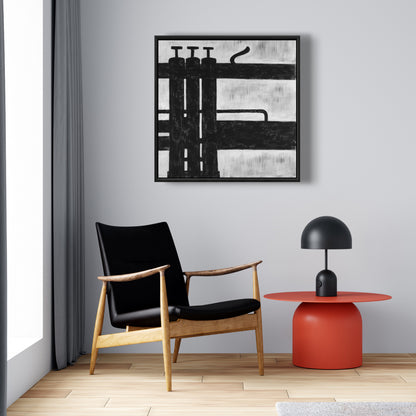 Toile « Pistons de trompette » | Cadre blanc, décoration musicale pour la maison