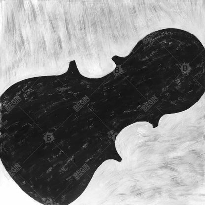 Toile monochrome Silhouette de violon | Décoration murale encadrée blanche