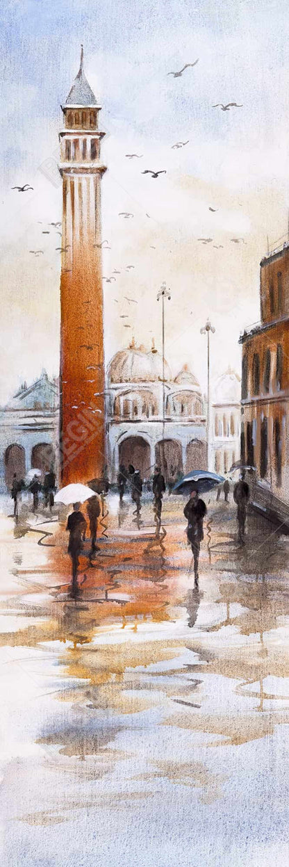 Illustrative Blue Cities Canvas | St Marks Square Venice Decor