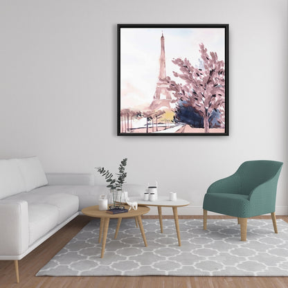 Toile encadrée « Paris et la Tour Eiffel » | Bâtiment bleu