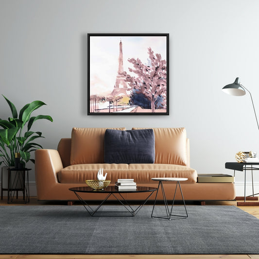 Toile encadrée « Paris et la Tour Eiffel » | Bâtiment bleu
