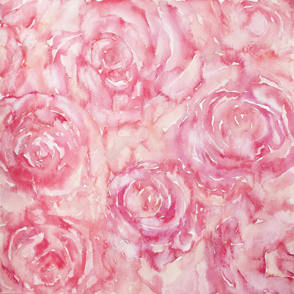 Roses sur toile rose aquarelle | Décoration de chambre fleurie
