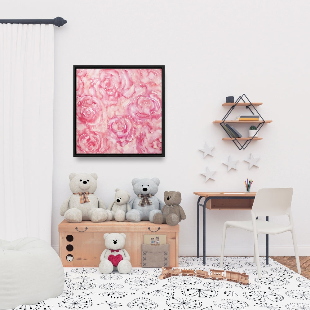 Roses in Watercolor | Pink Floral Bedroom Canvas Wall Art