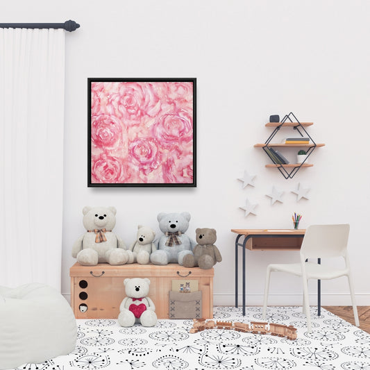Roses in Watercolor | Pink Floral Bedroom Canvas Wall Art