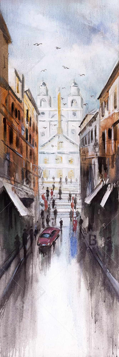 Historic Place | Blue Building Framed Canvas for Home Decor