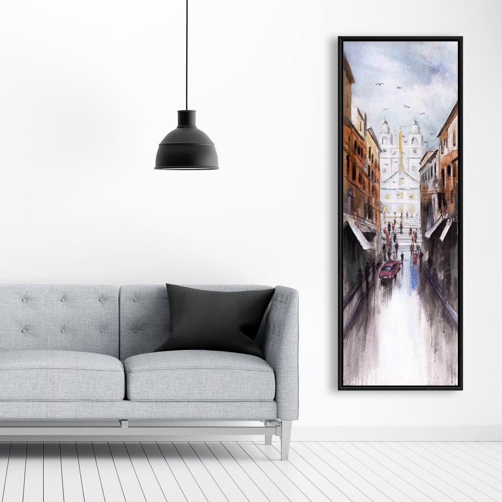 Historic Place | Blue Building Framed Canvas for Home Decor