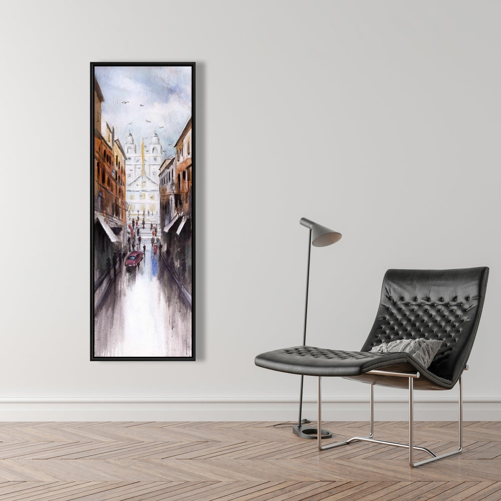 Historic Place | Blue Building Framed Canvas for Home Decor