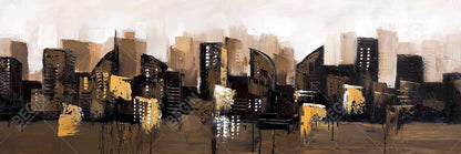 Brown Abstract Cityscape Canvas | Urban Home Decor Framed