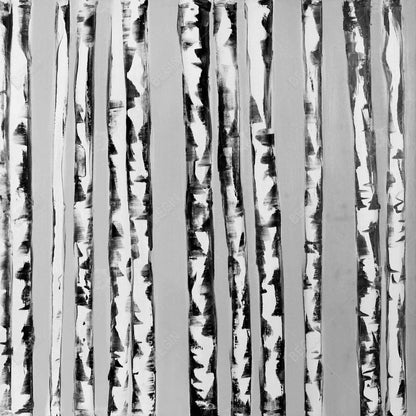 Toile Arbres gris | Décoration d'intérieur bouleaux noir et blanc