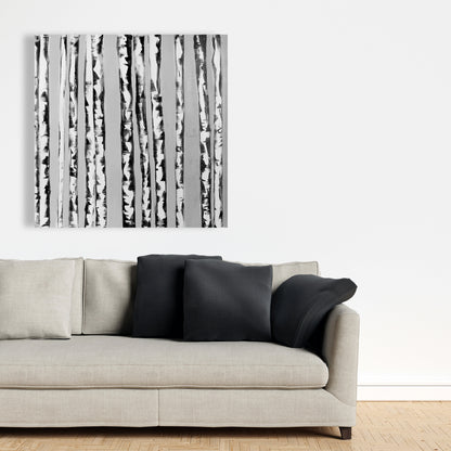 Toile Arbres gris | Décoration d'intérieur bouleaux noir et blanc