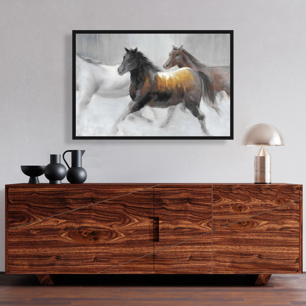 Toile encadrée Troupeau de chevaux sauvages | Décoration de chambre contemporaine