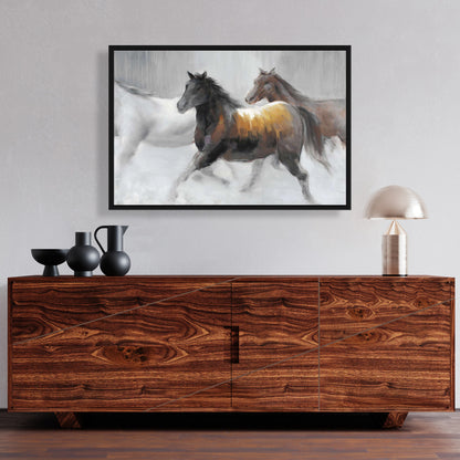 Toile encadrée Troupeau de chevaux sauvages | Décoration de chambre contemporaine