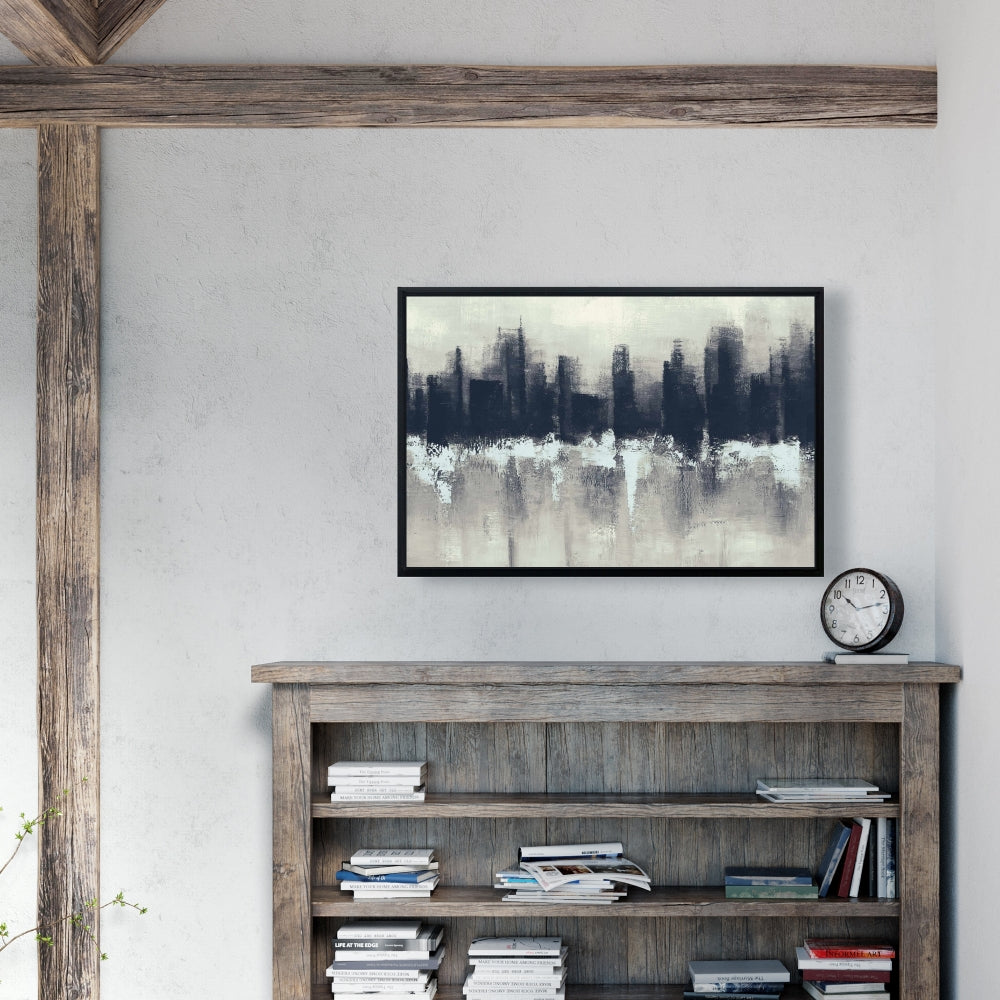 Toile industrielle bleu foncé | Décoration d'intérieur encadrée