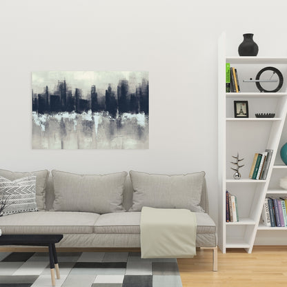 Dark City Blue Canvas | Urban Shapes Wall Art Home Decor