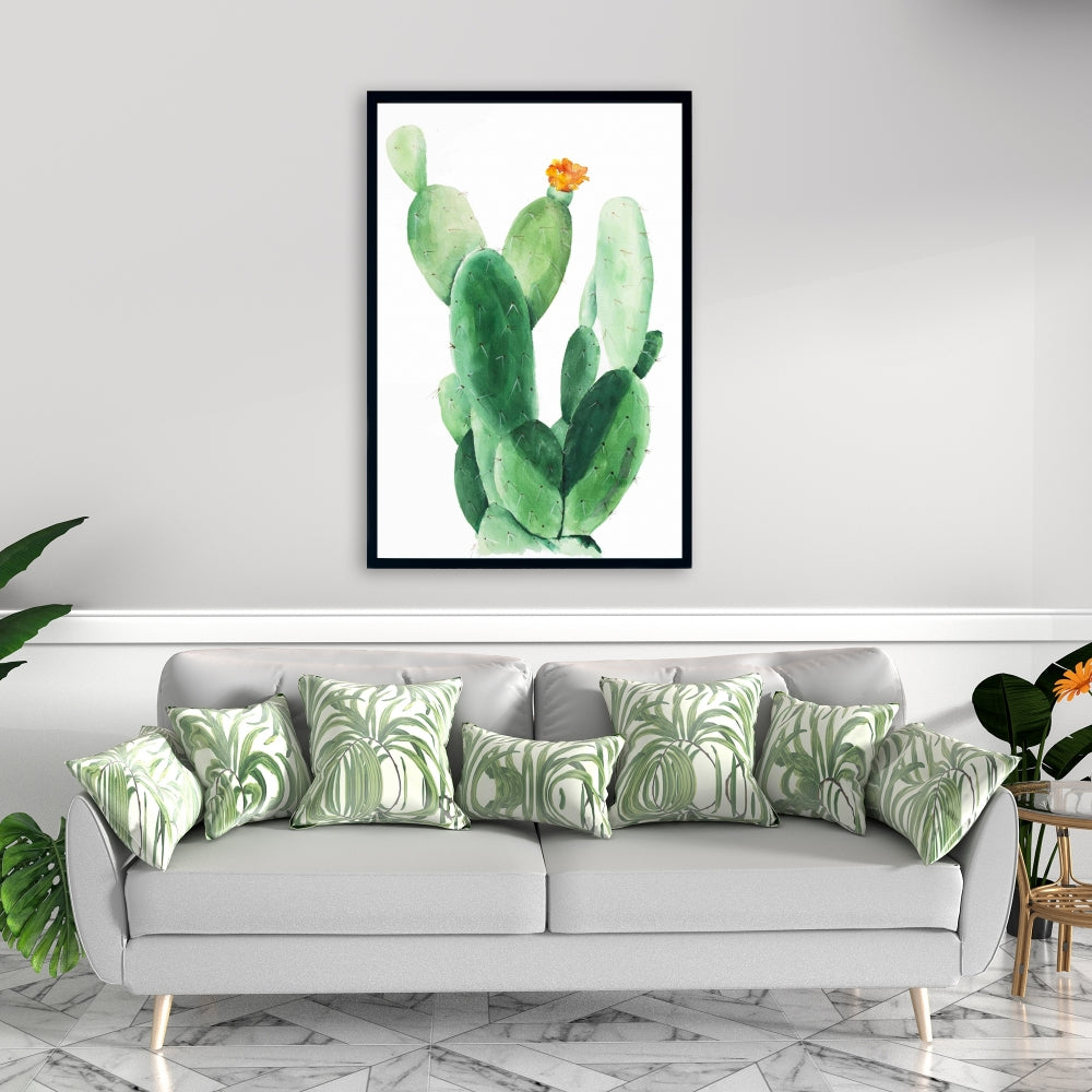 Toile aquarelle « Cactus en forme de pagaie » | Décoration florale et botanique