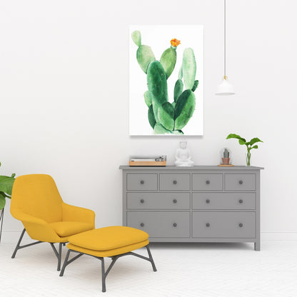Watercolor Paddle Cactus Canvas | Botanical Bedroom Decor